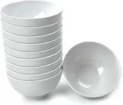[EWEIGEER] 4.5-inch Unbreakable Small Melamine Bowls for Cereal Rice Soup Dessert Snack Ice-Cream Pudding Mini Round Plastic Bowl.(10 PCS) White