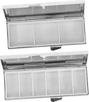 Healvian Metal Weekly Pills Organizer 2pcs Small Container for Medicines Travel Medicine Case Portable Safe Storage