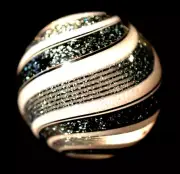 HOT HOUSE GLASS MARBLE/1.686"-ZEBRA SPARKLER-SILVER & ICE BLUE DICHROIC SPARKLES