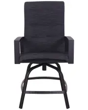 Courtyard Casual Santorini Black Aluminum Padded Sling Swivel Balcony Stool