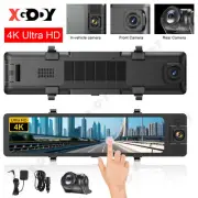 12" Dash Camera 3 Lens Rear View Mirror 4K Dash Cam For Cars Built-In WiFi & GPS