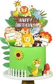 Animal Cake Toppers Picks Animals Cake Decorations for Animals Theme Party Baby Showers Kid Birthday Party Supplies (Jungle Safari)