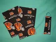 *NEW Handmade COASTERS SET of 4 and/or KEYCHAIN CINCINNATI BENGALS Football