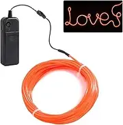 Vicsdep 16.4ft/5m Orange Neon String Light, Indoor/Outdoor, 150 LEDs, Battery Powered, Water Resistant