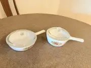 CorningWare Spice of Life 6.5" Skillet Fry Pan & 1.5 pint Sauce Pan Pot w/ lids
