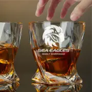 Custom Engraved Manly Warringah Sea Eagles Whiskey Glass 10 oz Twisted Glass