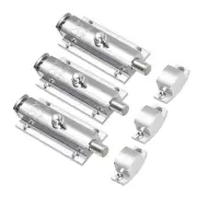 Door Flush Bolt 4" Zinc Alloy Security Sliding Barrel Latch Lock, 3Pcs