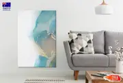 Blue Grey & Gold Splash Abstract Wall Canvas Home Decor Australian Made Quality