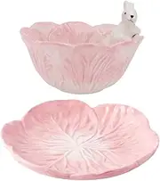UPKOCH Boys and Girls Cutlery Set Rabbit Cabbage Bowl Cartoon Rabbit Bowl Toddler Plates Suction Plate
