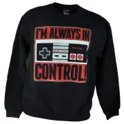 Im Always In Control Nintendo Sweater Pullover 2XL Mens Black Retro Video Game
