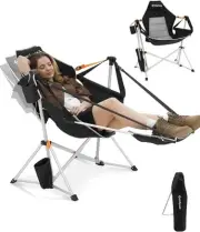 KingCamp Camping Chairs, Oversized Hammock Footrest Deluxe Black/Grey