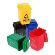 5 Pcs Trash Can with Lid Mini Miniature Scene Model Small Toddler Child