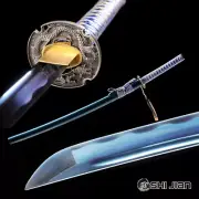 Samurai & Dragon Blue Blade Japanese Samurai Katana Sword Wavy Hamon Full-Tang