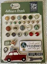 Echo Park LET’S GO TRAVEL Adhesive Brad Set~Beautiful! Quick Ship!
