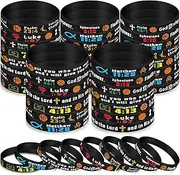 Cunno 48 Pcs Sports Bracelets Bulk Motivational Silicone Wristbands Decorations Sports Party Favors Gifts for Men Women Lovers Christian Bible Verse Wristbands with Matthew Scriptures