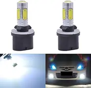 KaTur 1600 Lumens 7.5W COB 9005 880 LED Aluminum Fog Lights DRL Turn Signals Light Bulbs Day Running Light 12V White 6000K (2-Pack)