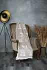 Cotton 100% Blanket Jacquard Pattern Elks and Fringes Bedspread Throw Sofa Bed