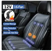DC 12V Cooling Car Seat Cushion Summer Cool Blowing With Massage Seat Covers Ventilation Automatic Switch Seat Car Accessories 16 Fan 12V Massagers
