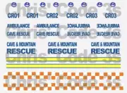 Code 3 Adhesive Vinyl Decals to fit Corgi 1/64 Vans - Cave & Mountain Rescue