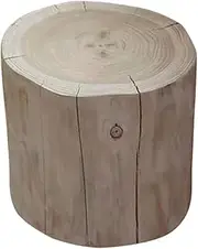 Milisten Wooden Stool, Timber Stump Stool, Small Foot Stool for Changing Shoes, Bedside Table, Decorative Indoor/Outdoor Stool, Beige, 25 x 19.5 x 19.5 cm