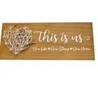Rustic Wood Wall Sign ‘This Is Us’ String Heart Art - Farmhouse Decor Home Wall.