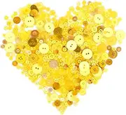 (Yellow) - Swpeet 550 Pieces Assorted Sizes Resin Buttons 2 and 4 Holes Round Craft Buttons for Sewing DIY Crafts Children's Manual Button Painting (Yellow)