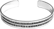 [Treasure Bay] TreasureBay Men's Sterling Silver Bangle Bracelet 10mm with Grid Pattern