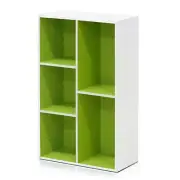 Furinno 5 Cube Reversible Open Shelf Bookcase Storage Organizer -White/Green