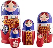 Russian Nesting Dolls, 5 Traditional Matryoshka Red Sarafan Style | Babushka Wooden Dolls, Traditional Costume Design, Hand Made in Russia | Red Sarafan, 5 Piece, 7 inches