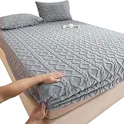 Plush Bed Covers - Shrinkage Resistant Quilted Elastic Sheets,Fade Resistant Warm Bedspread, Velvet Bed Sheet Winter, Elastic Comfort for Home