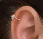 Moissanite Cartilage Ear Cuff 14k Yellow Gold Fake Helix No Piercing