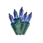100 Classic Blue Mini Lights Christmas Tree Light 21.5ft (6.5m), Indoor/Outdoor