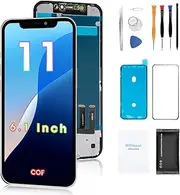 Premium Screen Replacement for iPhone 11 (6.1 inch) Touch OEM LCD Complete Repair kit - Digitizer Display Glass Replacement with Back Plate, Waterproof Adhesive, Tempered Glass, Tools, Instruction