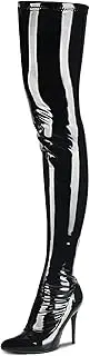[CAMSSOO] Women's Patent Leather PU Thigh High Boots Pointy Toe Side Zip Pointed Toe Stiletto High Heel Over The Knee Boots