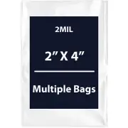 2Mil 2" X 4" | LDPE Clear Flat Poly Bags, Flexible & Durable | Multiple Bags