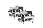 SOGA 2X 6.5L Stainless Steel Double Soup Tureen Bowl Station Roll Top Buffet Chafing Dish Catering Chafer Food Warmer Server