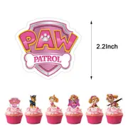 24 Pcs Cup Cake Topper Paw Patrol Party Supplies Tableware Kids Girls Birthday Decoration