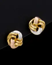 14K Italian Gold Tri-Tone Love Knot Studs