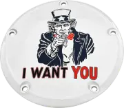 CUSTOM ENGRAVING PATR10-67 6 M8 SOFTAIL DERBY COVER UNCLE SAM CHROME