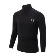TENGOO Men's Black Fleece Turtleneck Warm Base Layer Shirt In Autumn Winter Casual Comfortable Long Sleeve Thermal Top