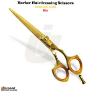 Fancy Gold Hairdresser Barber Scissors 6'' in Ergonomic Crane Handle Shears