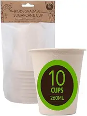 White Magic Eco Basics Biodegradable Sugar Cane Cup, 260 ml Capacity, 10 Pieces