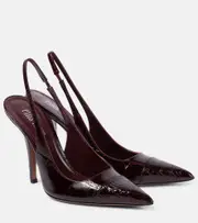 [Paris Texas] Paris Texas Miranda 105 croc-effect leather slingback pumps AU 6 burgundy