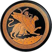 God Apollo Riding Griffin Painting Ancient Greece Ceramic Plate Hand Painted Greek Pottery