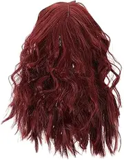 VALICLUD Women Curly Wig with Bangs Wavy Short Cosplay Hairpiece for Parties Fancy Dress Accessory Comfortable Reusable Stylish and Attractive Look for Special Occasions Dark Red