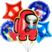 5pcs Among Us Theme Foil Balloon Set - Kids Video Game Theme Birthday Party Decorations