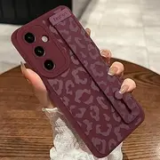 [MOWIME] Compatible with Samsung Galaxy A54 5G Case with Strap Wrist, Cheetah Print Shockproof Soft TPU Protective Case for Women Girls, Slim Anti Scratch Case for Galaxy A54 5G 6.4 Inch, Wine Red