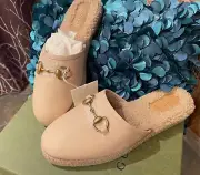 NIB GUCCI HORSEBIT FRIA SHEARLING Loafers Slippers Mules Flats EUR-39.5 US 9-9.5