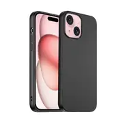 For Apple iPhone 15 Silicone Silky Soft Case with Microfiber TPU Ultra Slim Anti Scratch Shockproof Cover (Black)
