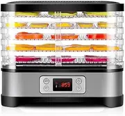 5 Tier Food Dehydrator, 230w Stainless Steel Food Dryer Machine with Adjustable Temperature, Timer and LCD Display for Drying Fruit, Meat, Vegetable, Jerky and Pet Treat